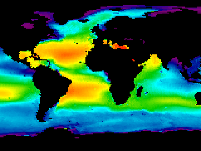 Composite image of sea surface salinity