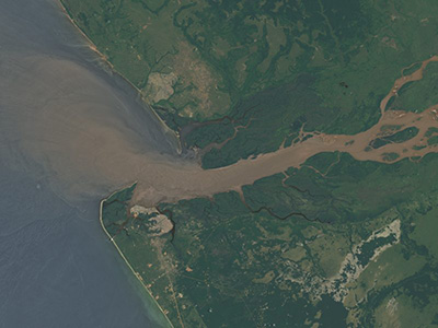 A Landsat 8 image of the mouth of the Congo River