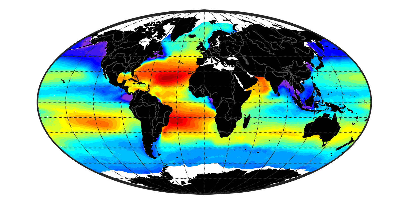 Global sea surface salinity climatology map