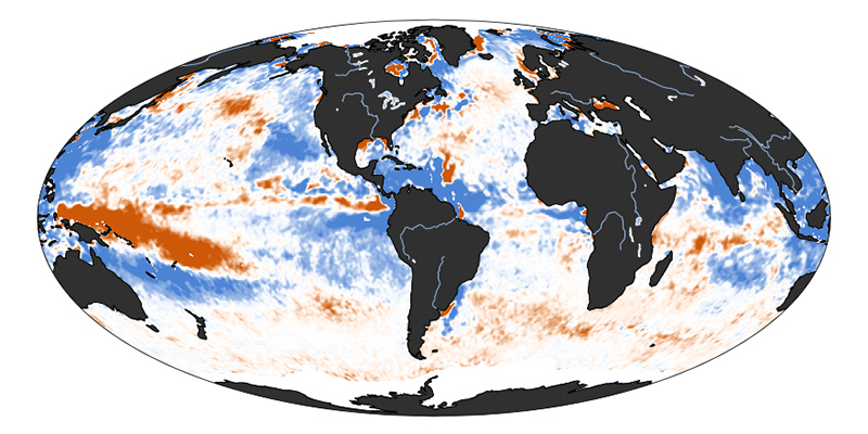 Global sea surface salinity anomaly map