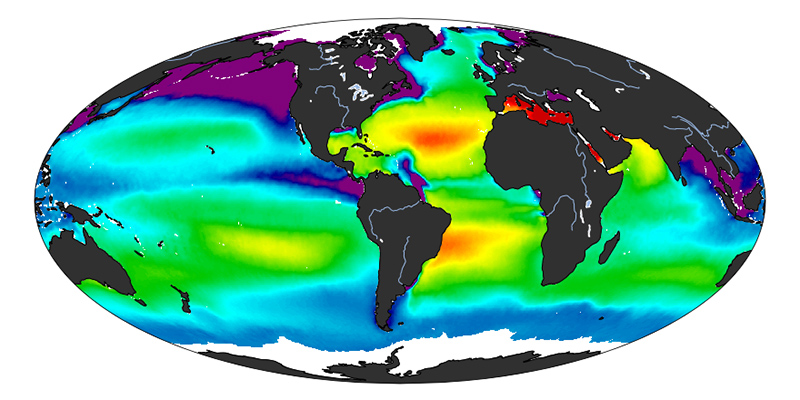Global sea surface salinity climatology map