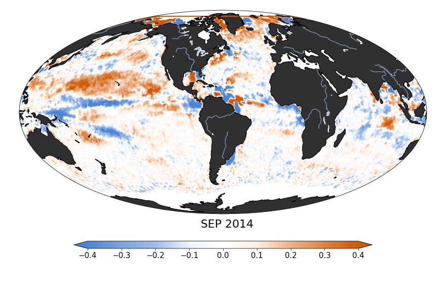 Sea surface salinity, September 2014