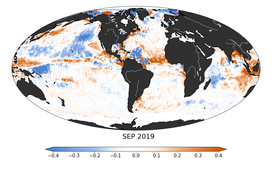 Sea surface salinity, September 2019