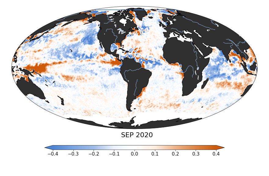 Sea surface salinity, September 2020