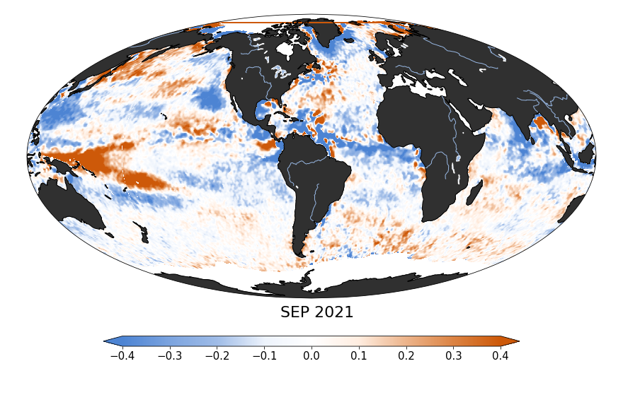 Sea surface salinity anomaly, September 2021