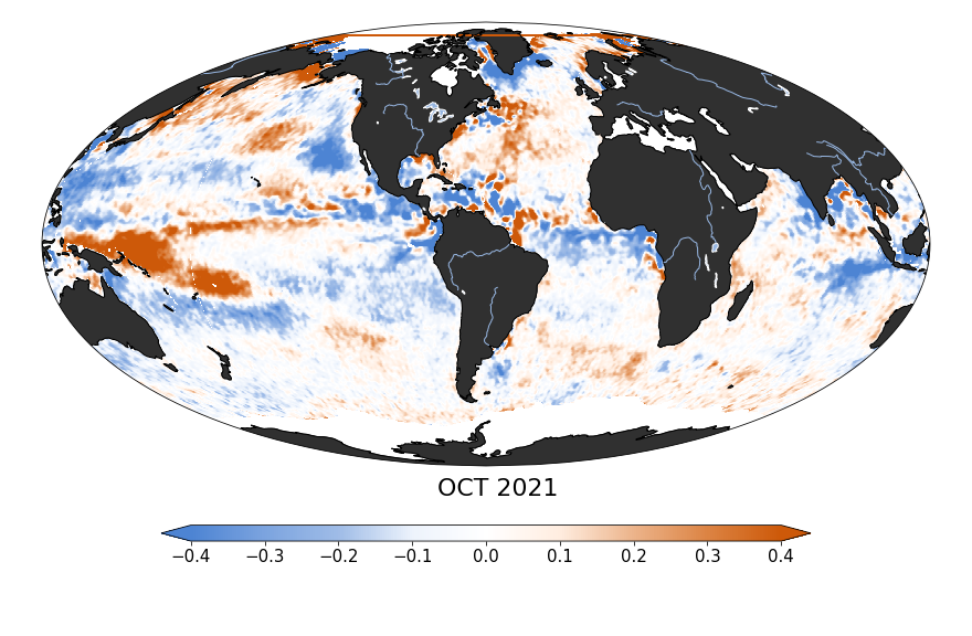 Sea surface salinity anomaly, October 2021