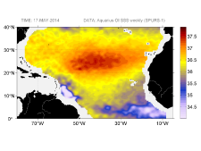 Sea surface salinity, May 17, 2014