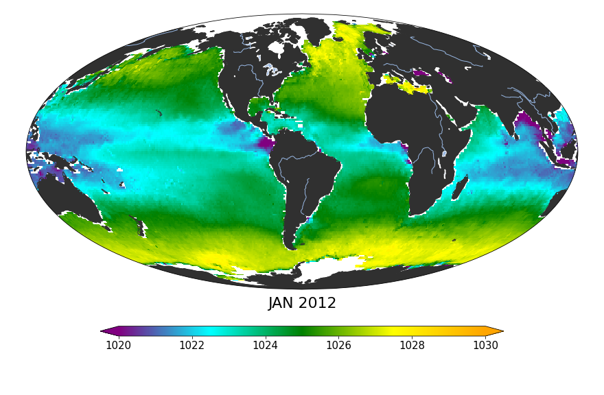 Global Sea surface density, January 2012