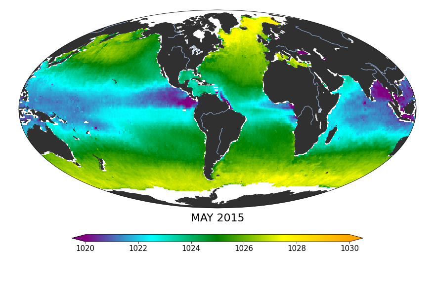 Global Sea surface density, May 2015