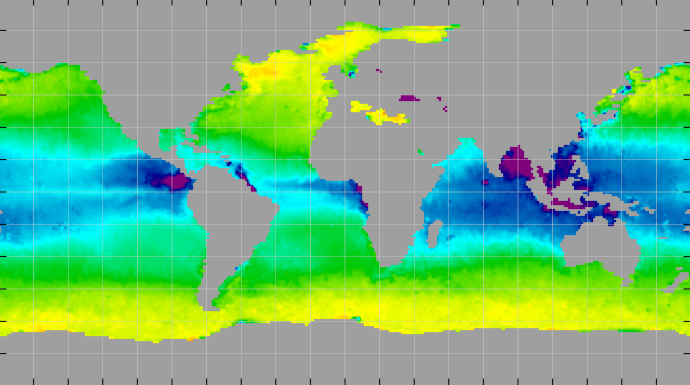 Monthly composite map of sea surface density, April 2012.