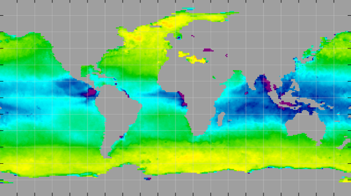 Monthly composite map of sea surface density, February 2013.