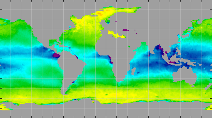 Monthly composite map of sea surface density, January 2014.