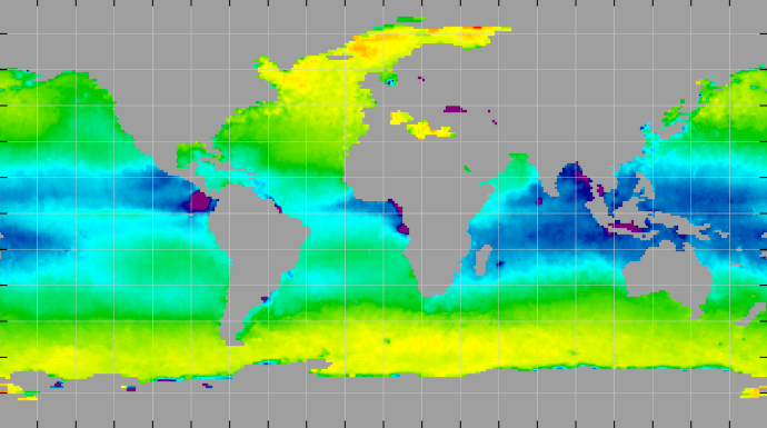 Monthly composite map of sea surface density, February 2014.