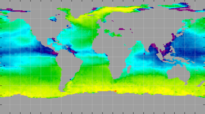 Monthly composite map of sea surface density, August 2014.