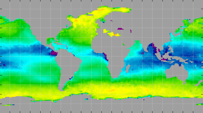 Monthly composite map of sea surface density, January 2015.
