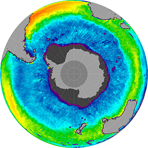 Sea surface salinity in the Southern Hemisphere, April 2013
