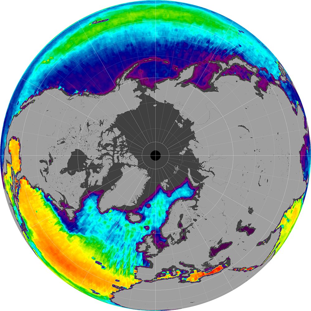 Monthly composite map of sea surface salinity, December 2014.