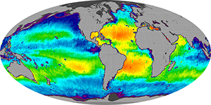 Global sea surface salinity, February 2015