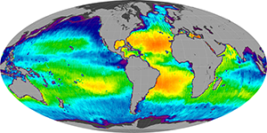 Global sea surface salinity, January 2012