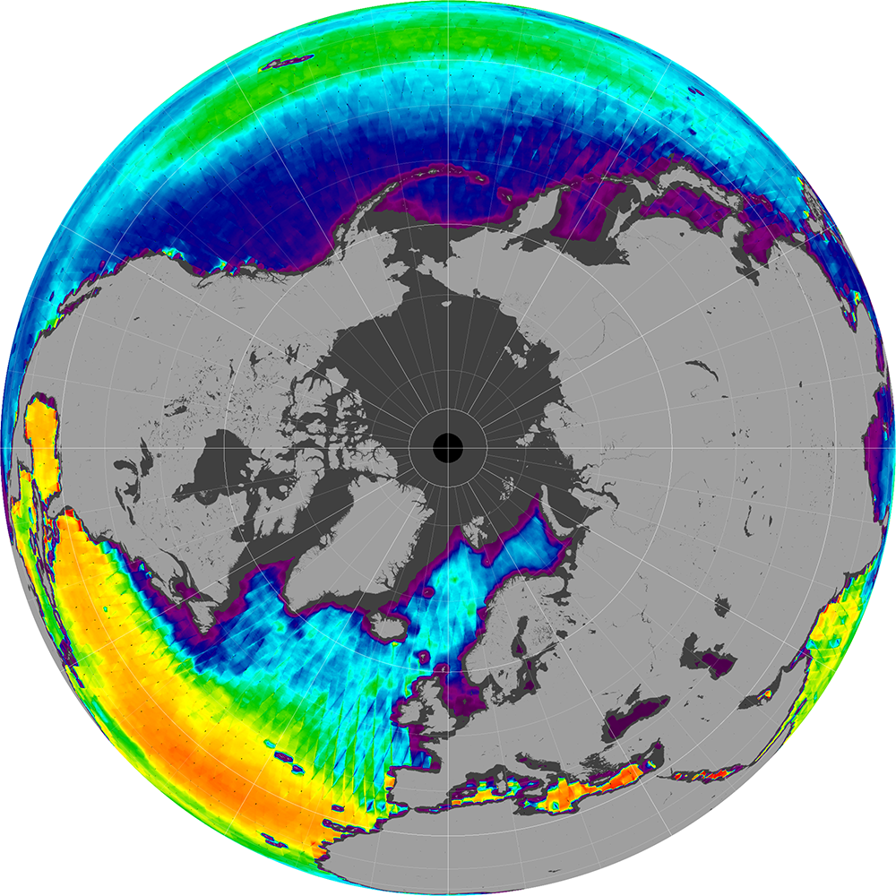 Monthly composite map of sea surface salinity, January 2012.