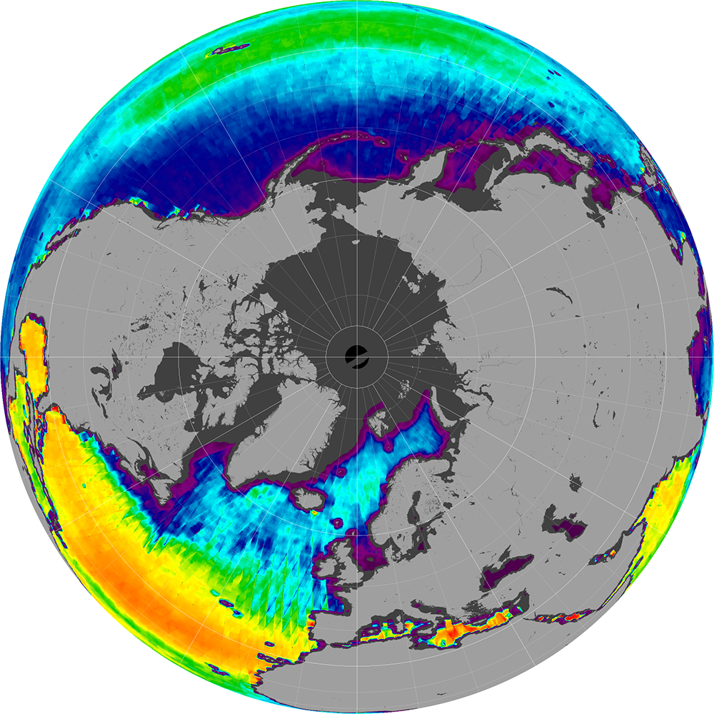 Monthly composite map of sea surface salinity, January 2013.