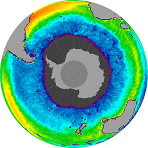 Sea surface salinity in the Southern Hemisphere, June 2014