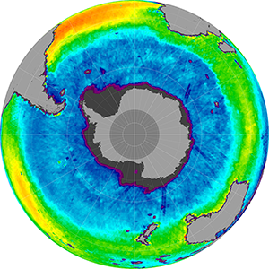 Sea surface salinity in the Southern Hemisphere, March 2012