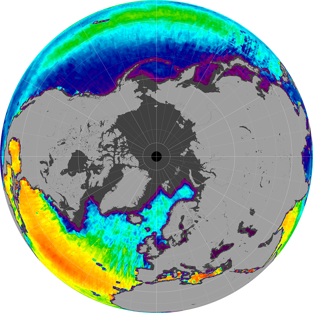 Monthly composite map of sea surface salinity, March 2015.