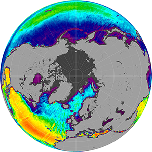 Sea surface salinity in the Northern Hemisphere, November 2012