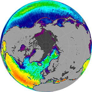 Sea surface salinity in the Northern Hemisphere, October 2012
