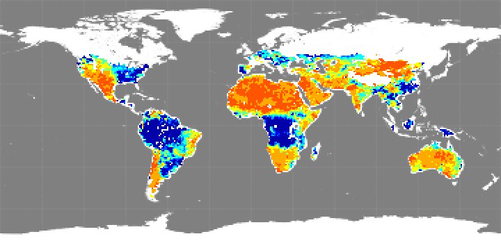 Monthly composite map of soil moisture, March 2013.