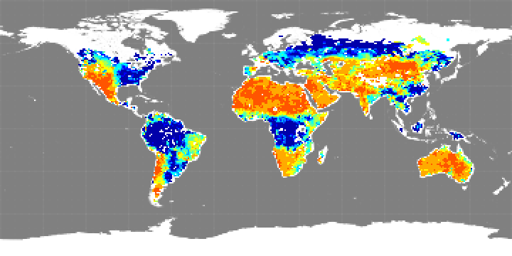 Monthly composite map of soil moisture, April 2013.
