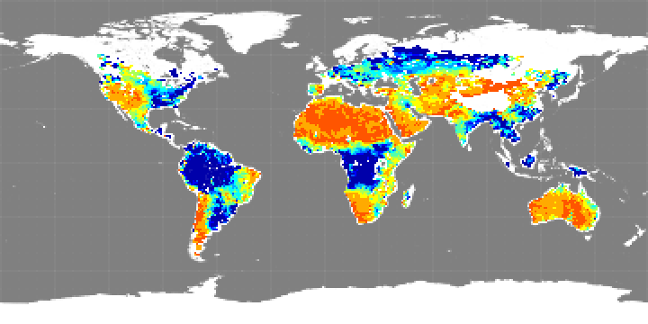 Monthly composite map of soil moisture, November 2013.