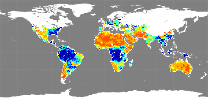 Monthly composite map of soil moisture, December 2013.