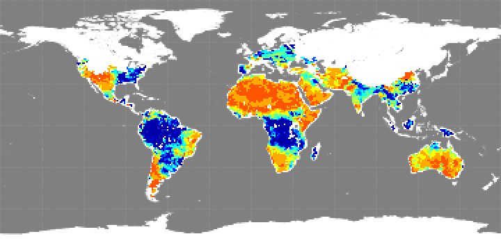 Monthly composite map of soil moisture, January 2014.