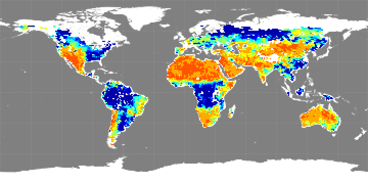 Monthly composite map of soil moisture, April 2014.