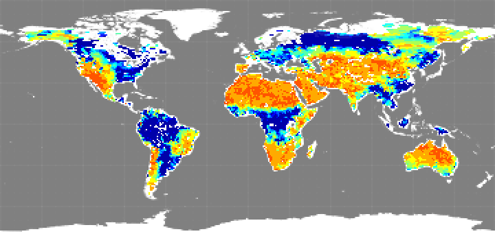 Monthly composite map of soil moisture, May 2014.