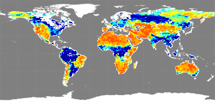 Monthly composite map of soil moisture, July 2014.
