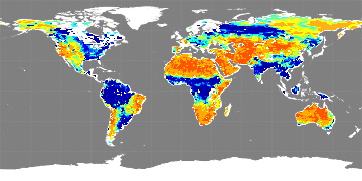 Monthly composite map of soil moisture, September 2014.