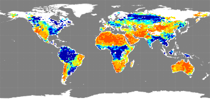 Monthly composite map of soil moisture, October 2014.