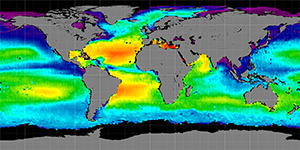 Global sea surface salinity, February 2012-2015