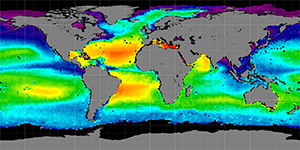Global sea surface salinity, January 2012-2015