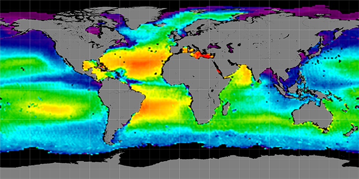 Monthly climatology maps of sea surface salinity, January Months, 2012-2015.