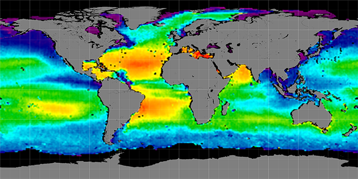 Monthly climatology maps of sea surface salinity, November Months, 2011-2014.