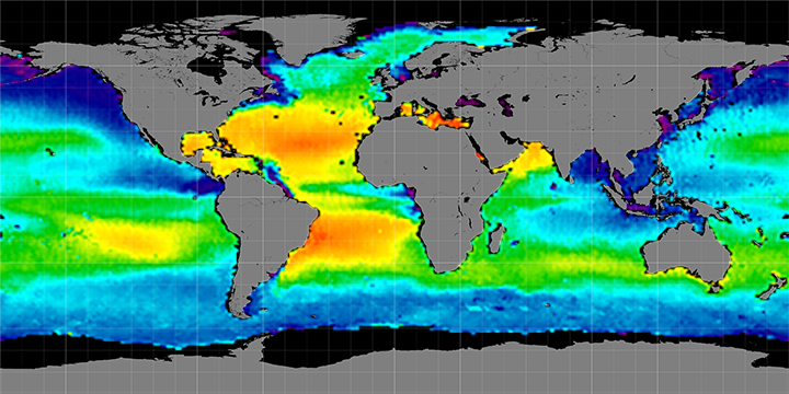 Monthly climatology maps of sea surface salinity, September Months, 2011-2014.