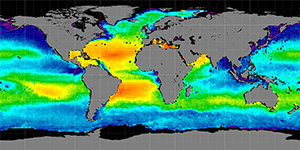 Global sea surface salinity, Spring 2015