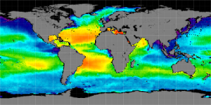 Global sea surface salinity, Winter 2012-2013