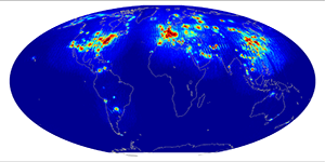 Global scatterometer percent RFI, January 2012