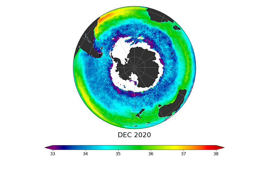 Sea Surface Salinity, December 2020