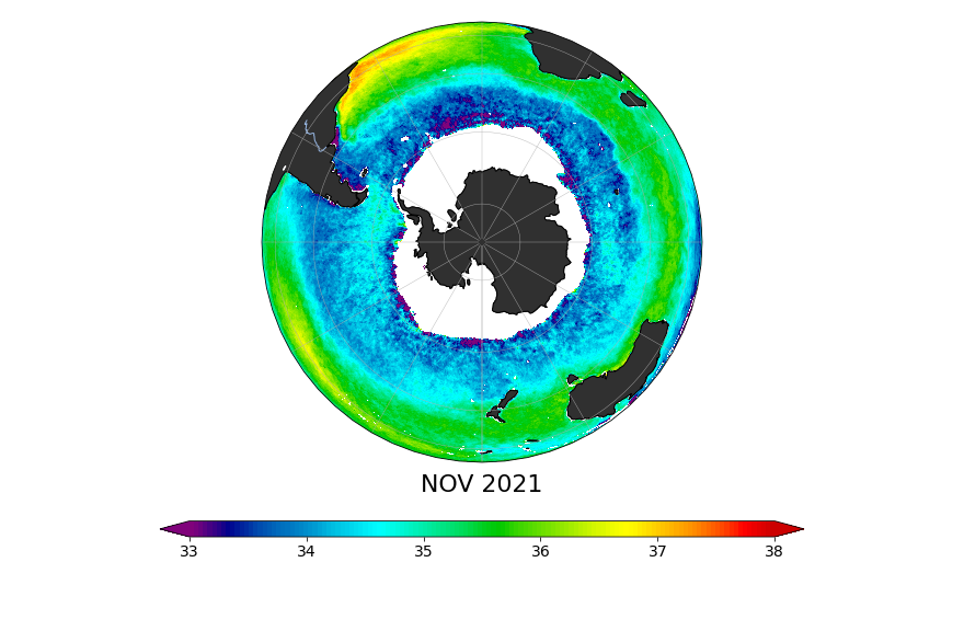Sea Surface Salinity, November 2021